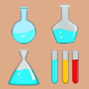 实验室试管玻璃器皿集。向量例证