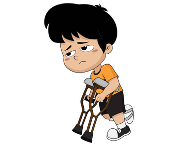孩子的车祸使他的腿断了照片