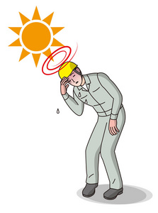 热紊乱中暑工人照片