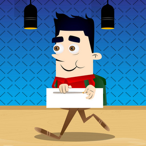 小学生在拉横幅.矢量卡通人物插画照片