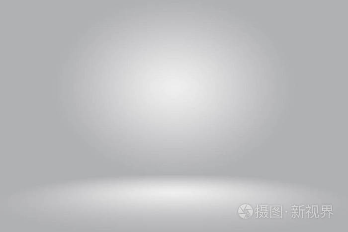 抽象空的暗白色灰色渐变与黑色实心的插图灯光工作室墙和地板背景良好