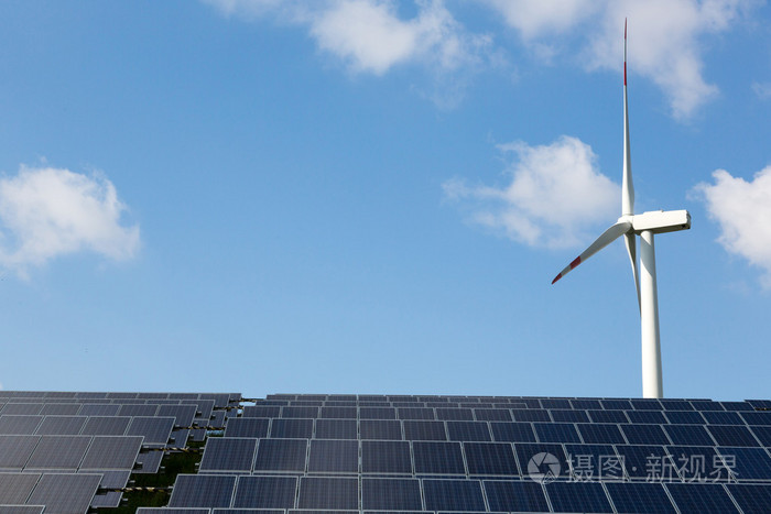 风能型风力发电机与太阳能电池板的电力生产