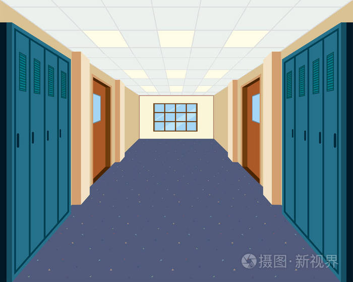 现代学校走廊插图