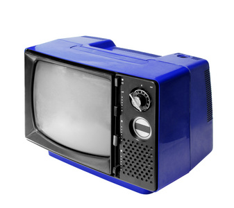 蓝色老式的模拟电视分离具有剪切路径
