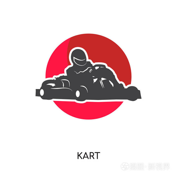 卡丁车标志隔离在白色背景为您的网站移动和