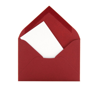 在一个红色的信封空白卡