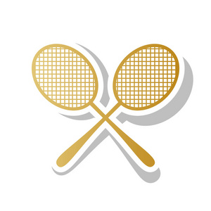 两个网球拍标志。向量。金色渐变图标随以白色
