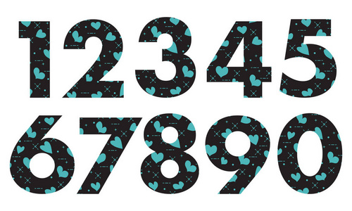 带心脏的阿拉伯数字图片矢量手写的字体阿拉伯数字设置图片阿拉伯数字