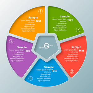 矢量抽象 3d 纸信息图表元素。圆形图表