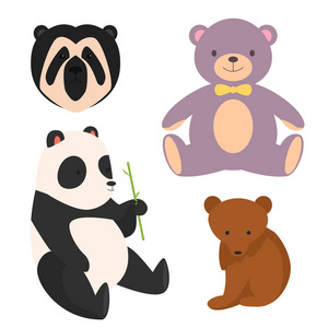 矢量熊不同风格滑稽快乐动物卡通捕食者可爱熊人物插画