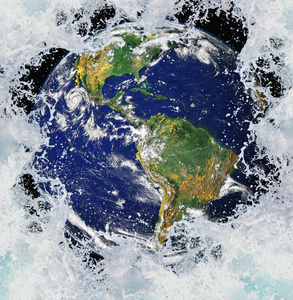 地球海平面海平面上升的全球变暖例证照片