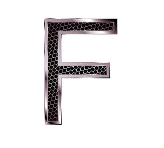 金属字体。字母 f