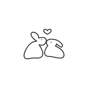 在爱情中的两只兔子