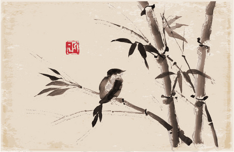 竹林里的鸟图片