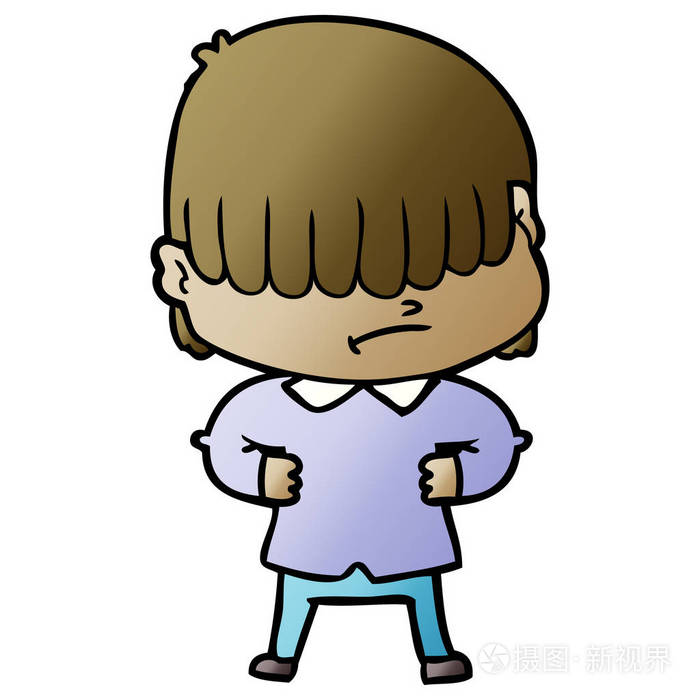 凌乱的头发的卡通男孩