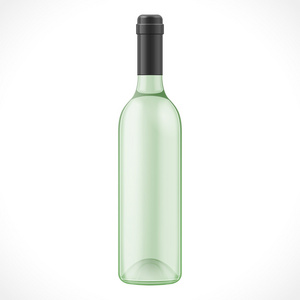 孤立的白色背景上绿色玻璃葡萄酒果酒瓶