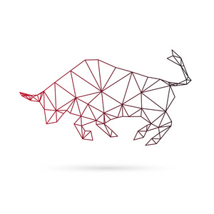 牛折纸公牛抽象孤立在白色背景上照片