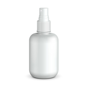 喷雾药抗菌药物塑料瓶白色。准备好您的设计。产品包装矢量 eps10