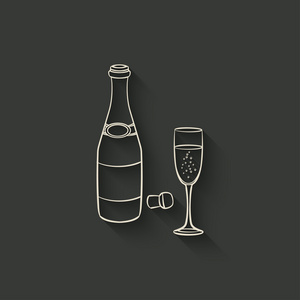香槟酒瓶和玻璃