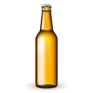 孤立的白色背景上啤酒棕色玻璃瓶
