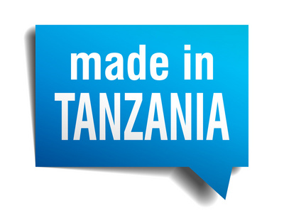 在坦桑尼亚蓝色 3d 现实讲话泡泡孤立的白色背景上