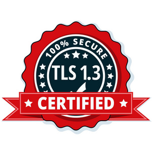 Tls 1.3 认证的标签与红色丝带, 媒介, 例证