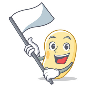 配旗黄豆吉祥物卡通照片