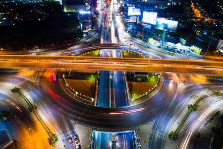 立交桥交通夜接线圈道路运输背景