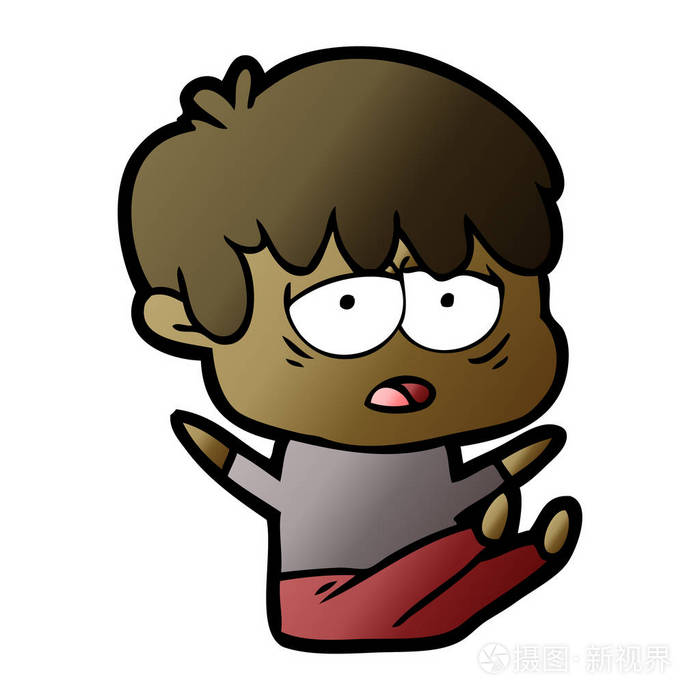 卡通疲惫男孩的矢量图解