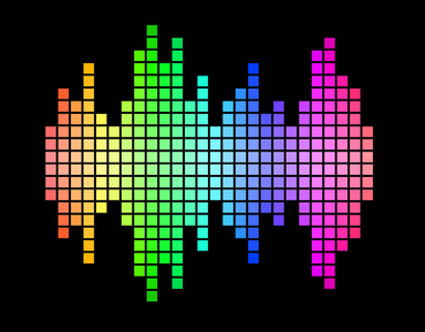 按音频块吸附七彩彩虹方块音频频谱波形照片