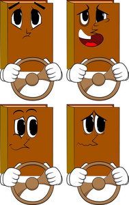 卡通书收藏与哀伤的面孔.表达式向量集照片