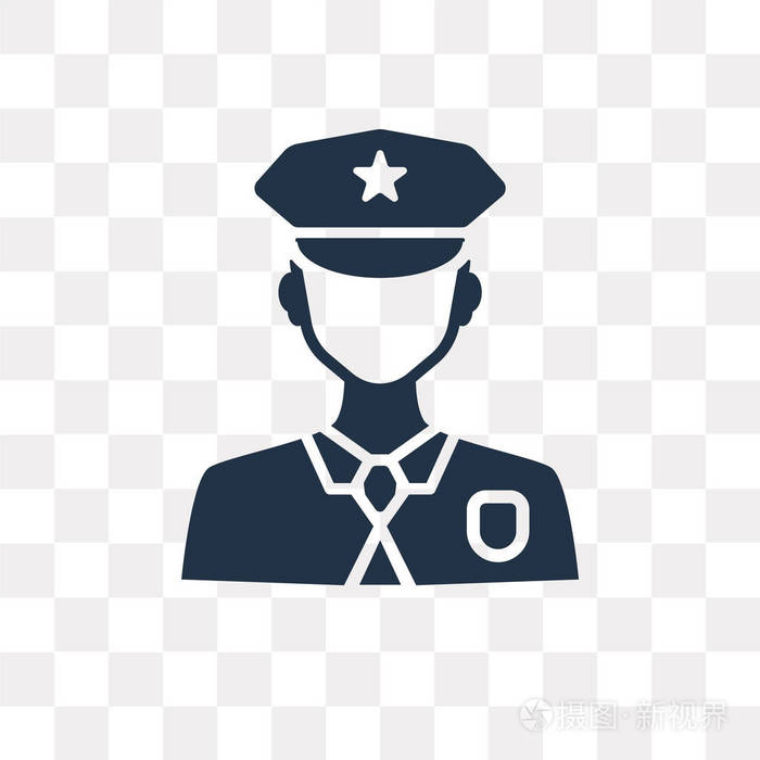 警察矢量图标隔离在透明背景下, 警察透明度概念可用于 web 和移动
