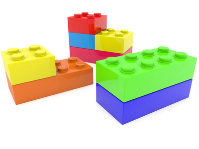 一块五颜六色的玩具砖. 3 d 例证