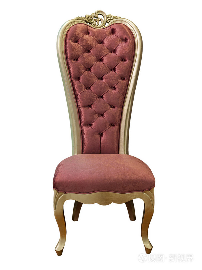 与剪切路径在白色背景上的古董椅子