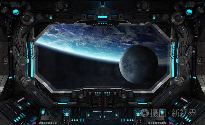 太空飞船的内部与地球上的看法