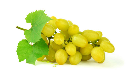 一束新鲜成熟的多汁葡萄被白色隔开。芳香浆果为您的健康