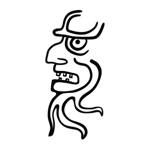 面对风格的玛雅印第安人,矢量图照片