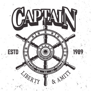 船长船轮老式标签, 标志或打印
