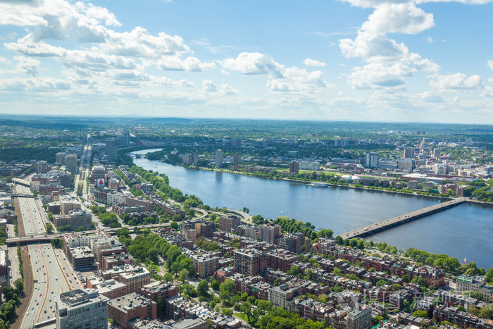 地平线-马萨诸塞州-美国波士顿的鸟瞰图