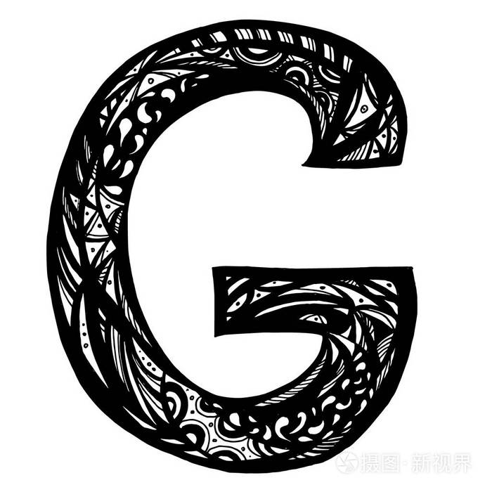 典雅大写字母g在涂鸦的样式
