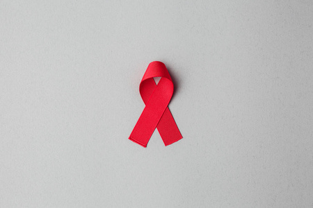 艾滋病红丝带灰色背景, hiv 丝带