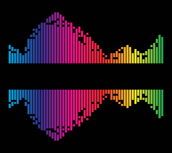 彩色条纹均衡器声音音乐波孤立的黑色 ba