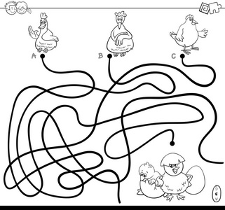迷宫与母鸡和鸡颜色书