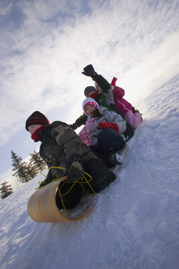 儿童雪橇运动图片