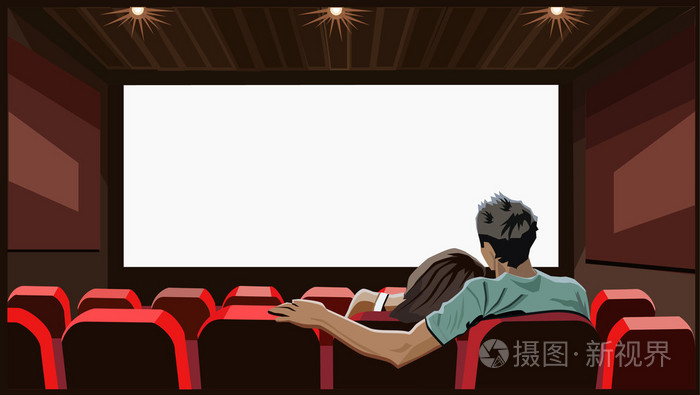 ouple 前面的屏幕在电影院