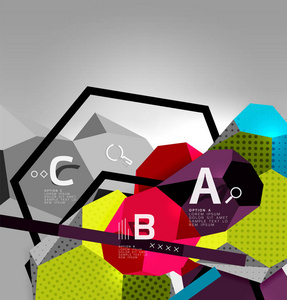 3d 六角几何组成, 几何数字抽象背景