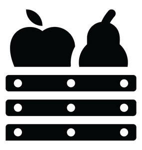梨和苹果储存在木制板条箱中