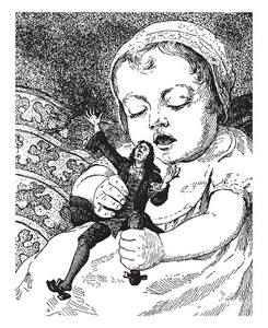 格列佛和在玩, 复古线条画或雕刻插图图标设置的修补程序对西游记 》