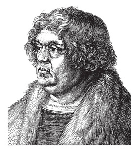 威利巴德·皮尔克海默是德国文艺复兴时期的律师, 复古线条画或雕刻