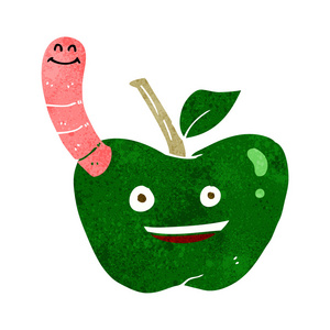 卡通苹果与蠕虫